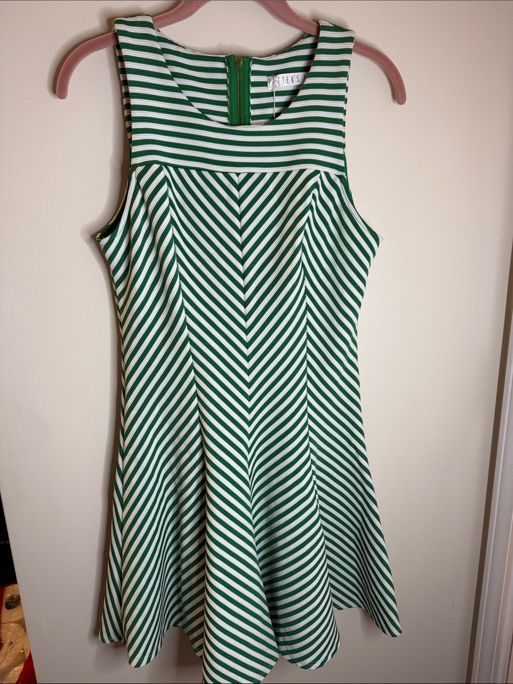 Potter's Pot Green and White Striped Midi Dress